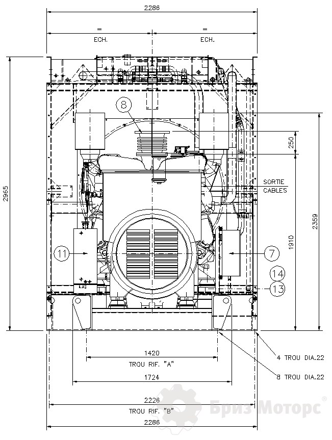 Чертеж Дизельная электростанция CTM MT.2100 (1 680 кВт) Чертеж Дизельная электростанция CTM MT.2100 (1 680 кВт)