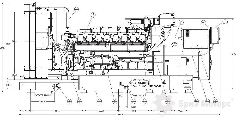 Чертеж ДЭС FG Wilson P2250P1 Чертеж ДЭС FG Wilson P2250P1