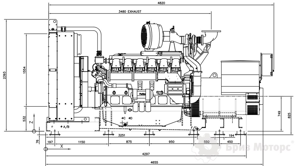 Чертеж дизель-генераторной установки FG Wilson P1250P3