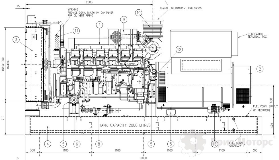 высоковольтная ДЭС CTM M.1260 (1000 кВт, 6,3кВ)