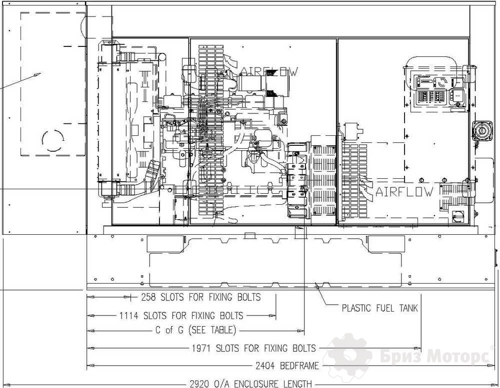 Чертеж ДЭС Cummins C150 D5 (109 кВт) Чертеж ДЭС Cummins C150 D5 (109 кВт)